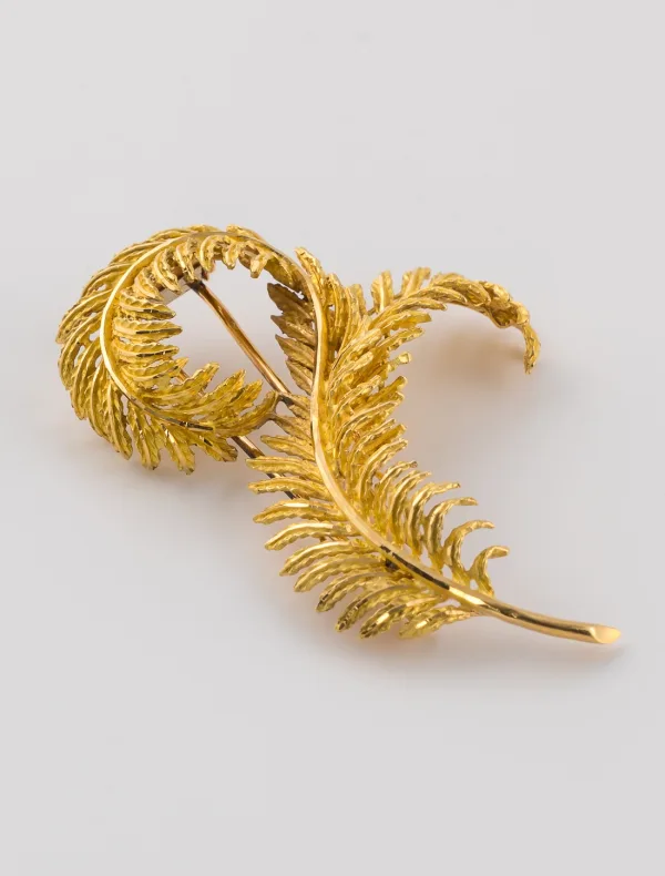 Broche Plume Or Jaune