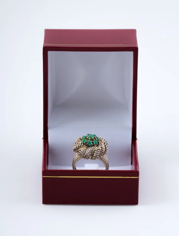 Bague Chou Or Jaune & Emeraudes
