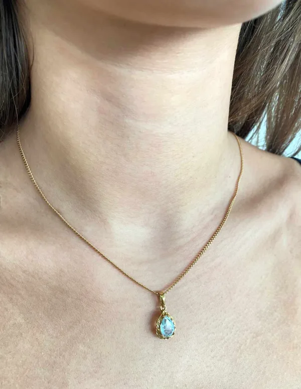 Chaine Or Jaune 18K & Pendentif Goutte Topaze