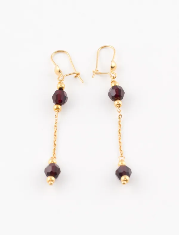 Boucles d'Oreilles Or & Grenats
