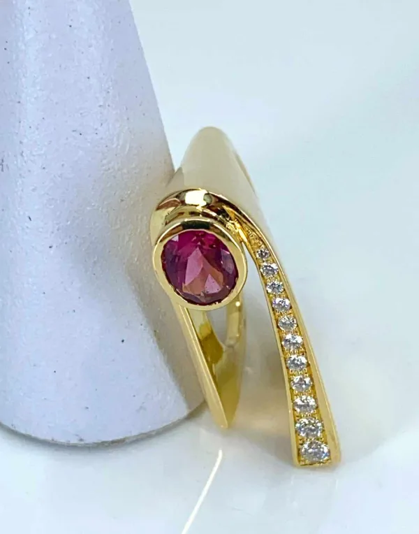 Bague Créateur Or, Saphir Rose & Diamants