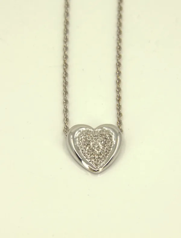 Collier Coeur Or Blanc & Diamants
