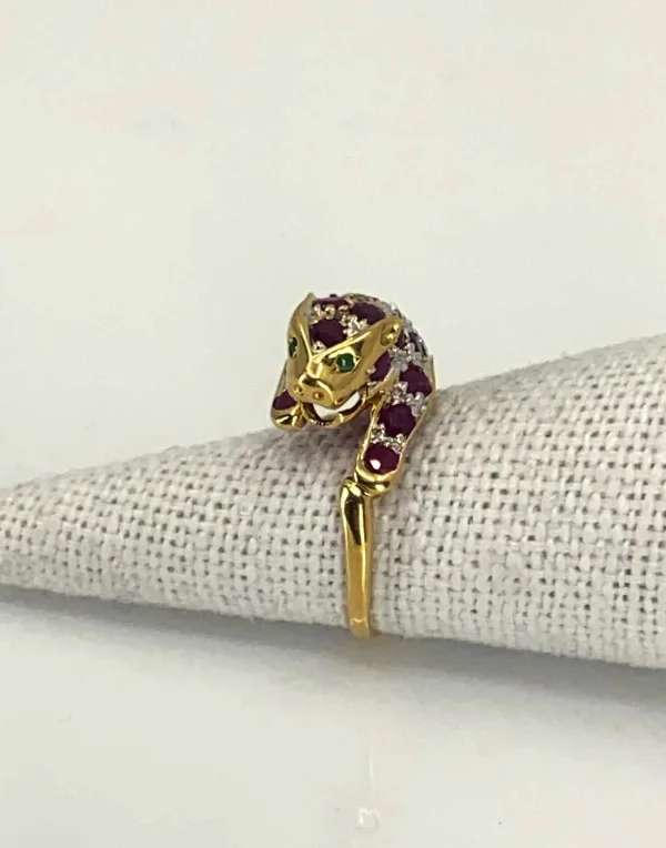 Bague Léopard Or, Rubis, Diamants & Emeraudes
