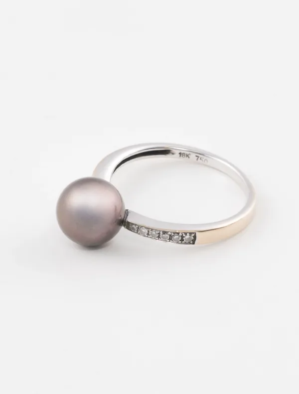 Bague Or Blanc Perle de Tahiti & Diamants