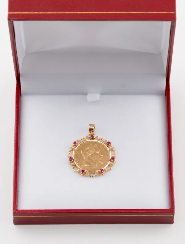 Pendentif Pièce d'Or Napoléon  & Rubis