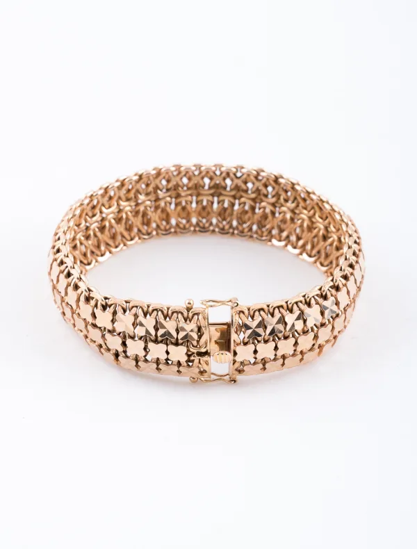 Bracelet Rétro Or Rose Mailles Fantaisies