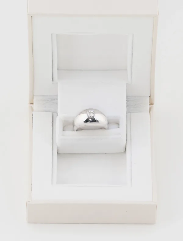 Bague Boule Solitaire Or Blanc