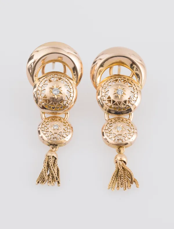 Paire Boucles d'Oreilles Vintage Or & Diamants