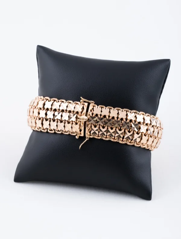 Bracelet Rétro Or Rose Mailles Fantaisies