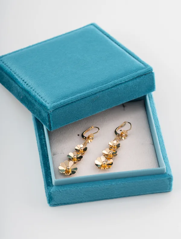 Boucles d'Oreilles Fleurs Or Jaune