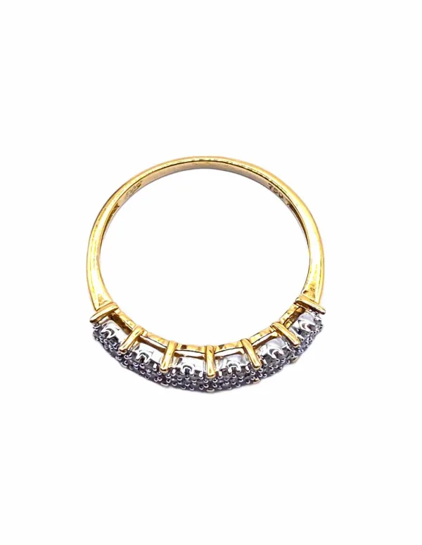Bague alliance en or jaune, or blanc et diamants