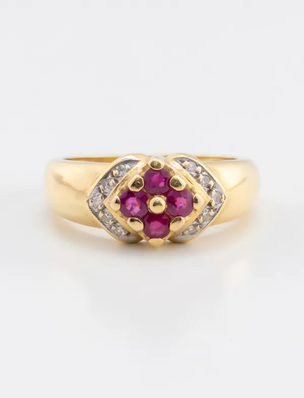 Bague Rubis & Diamants Or Jaune