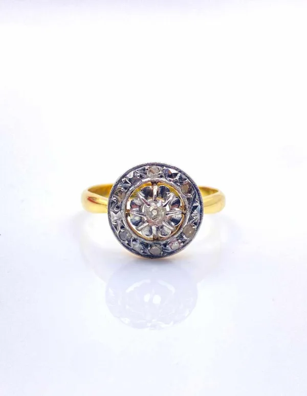 Bague Vintage Or jaune, Platine & Diamants