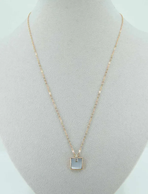 Collier Or Rose Pendentif Nacre & Diamants