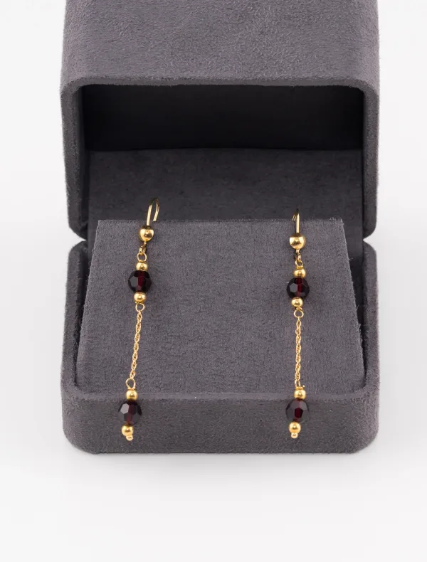 Boucles d'Oreilles Or & Grenats