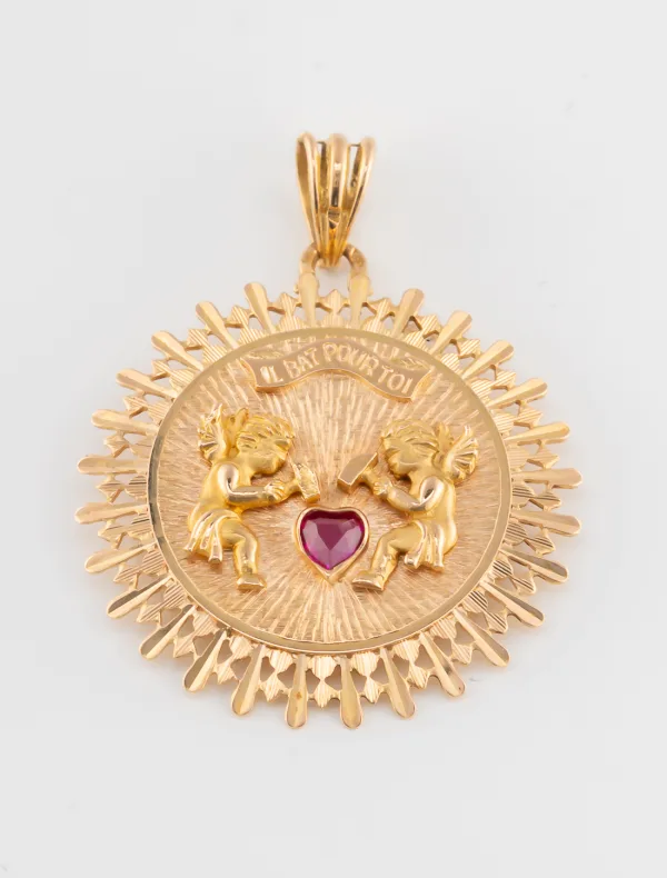 Pendentif Médaille Chérubins Or Jaune