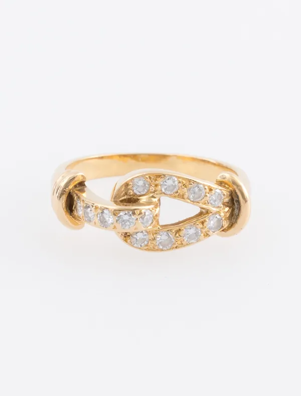 Bague Boucle Or Jaune Pavée Diamants