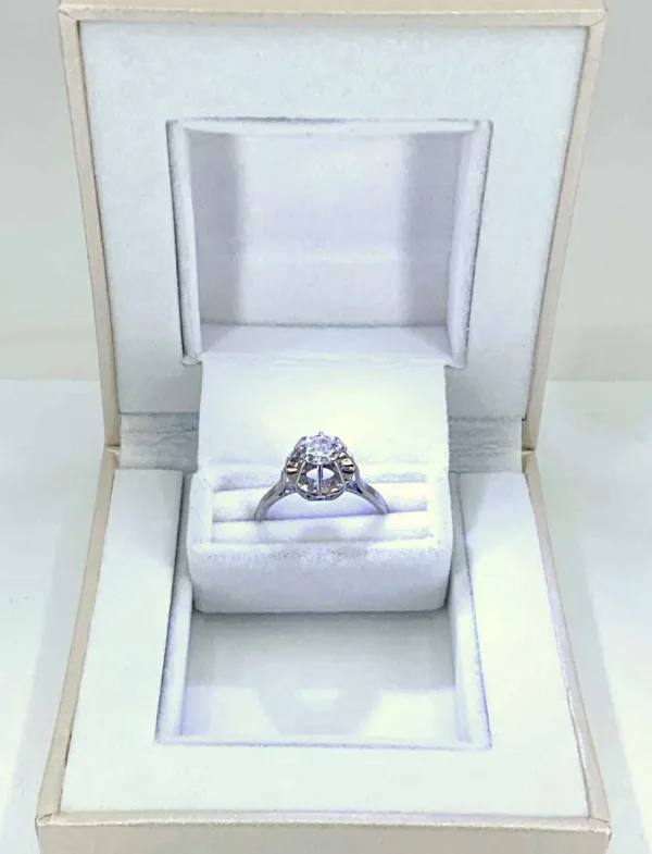 Bague Vintage Or Blanc, Platine & Solitaire