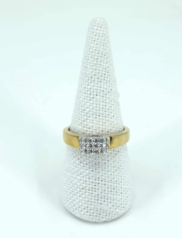 Bague Vintage Or Jaune, Or Blanc Pavée Diamants