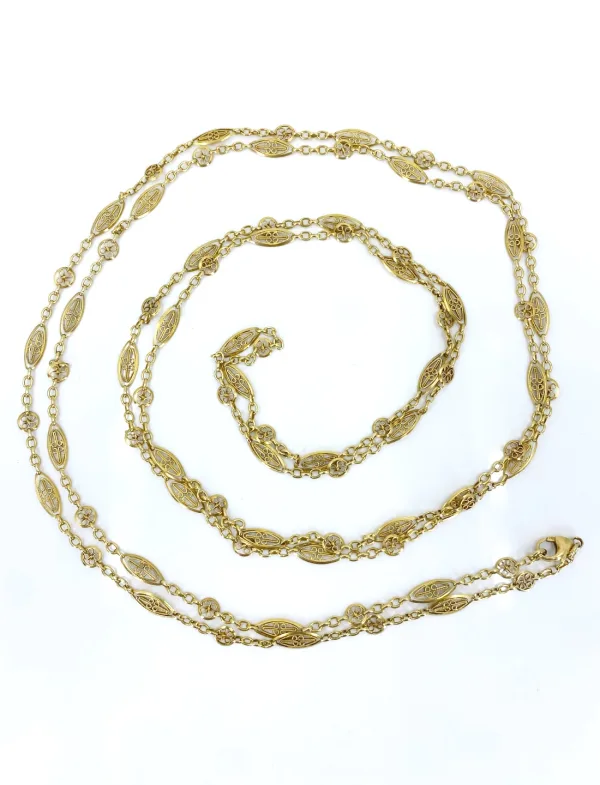 Sautoir Chaîne Filigrane Or Jaune
