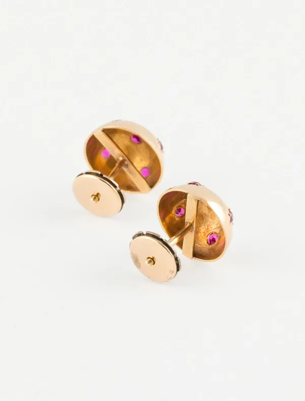 Boucles d'Oreilles Dômes Or Rose & Rubis