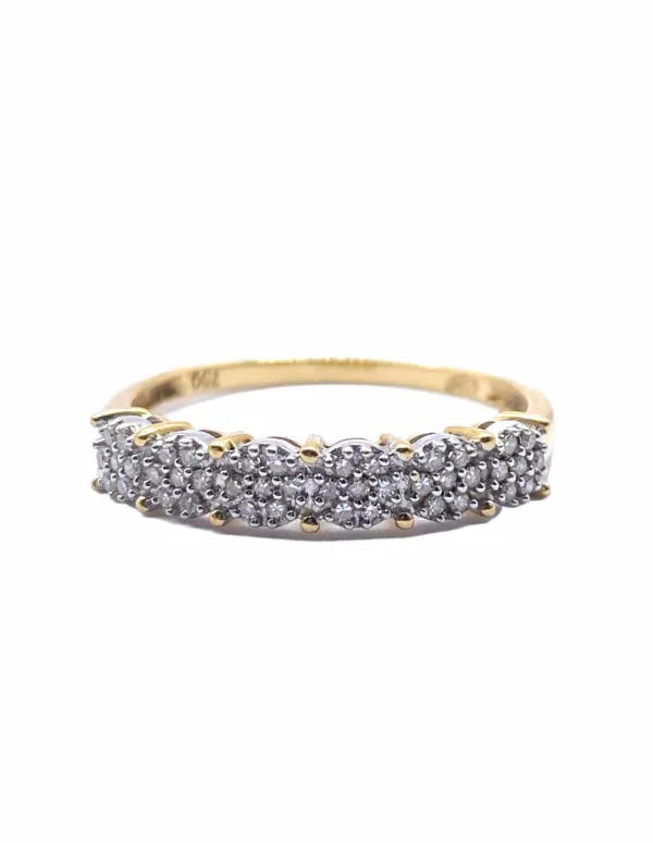 Bague alliance en or jaune, or blanc et diamants