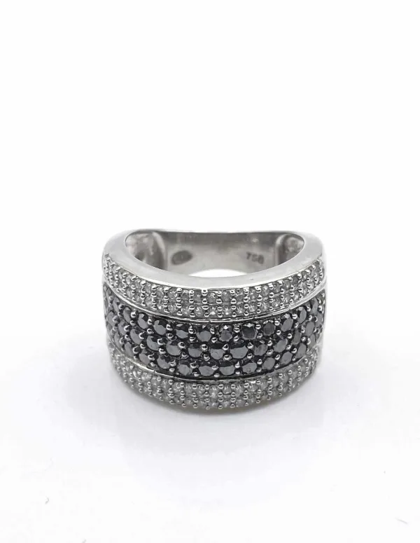 Bague Or Blanc Demi-tour Pavage Diamants Bicolores