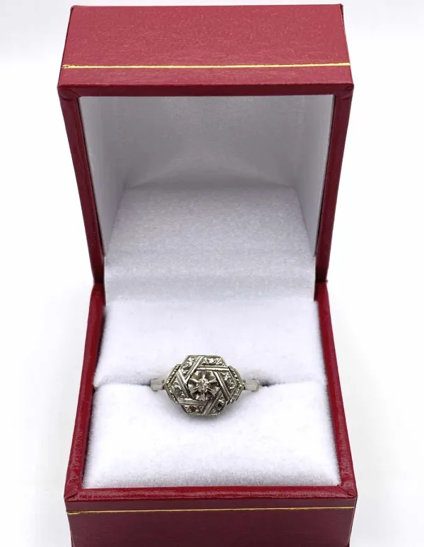 Bague Art Déco Or Blanc & Diamants