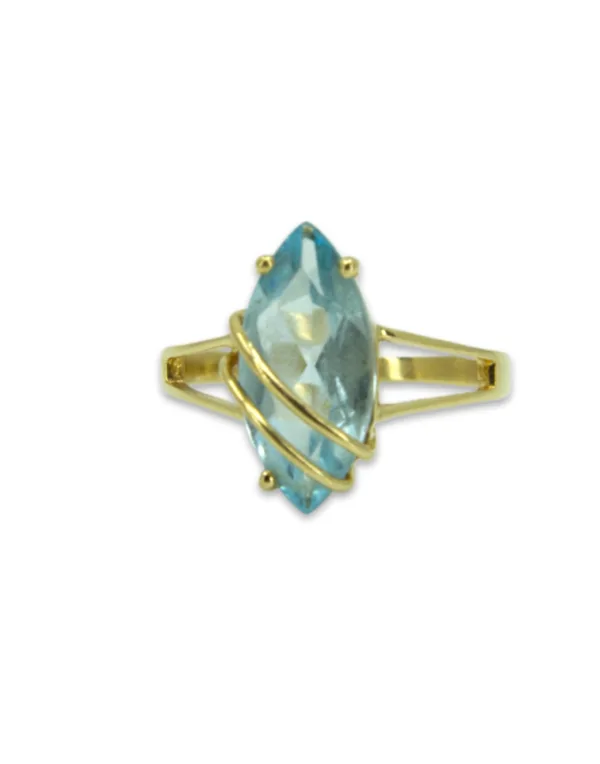 Bague Marquise Or Jaune 18K & Aigue Marine