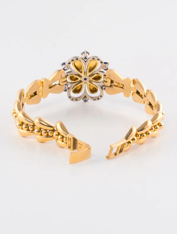 Bracelet Or Jaune, Saphirs & Diamants