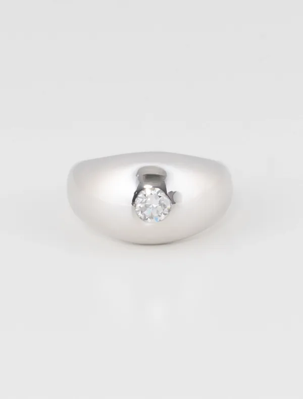 Bague Boule Solitaire Or Blanc