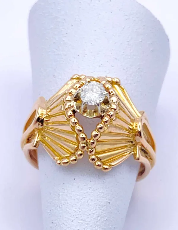 Bague Vintage Drapés Or Jaune 18K & Diamant