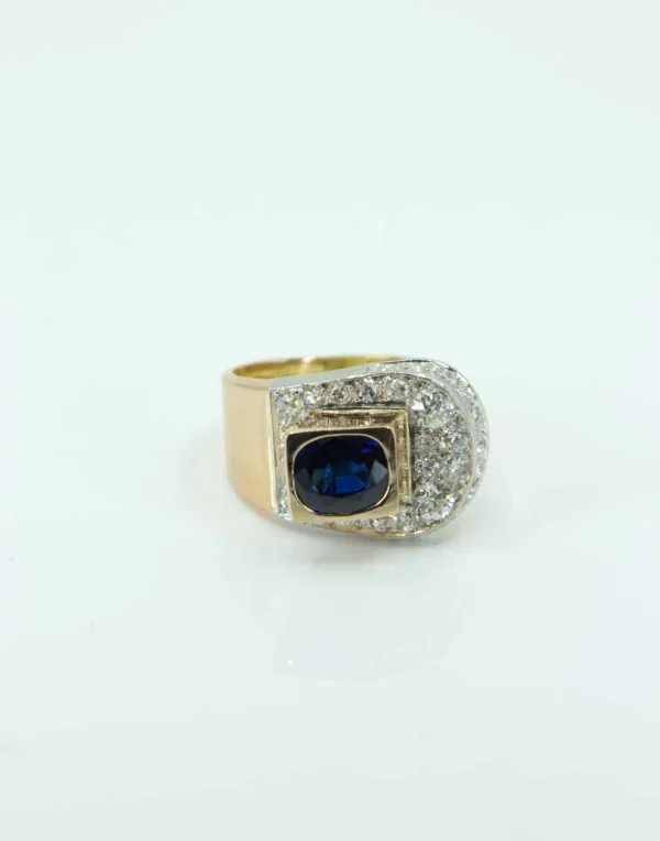 Bague Tank Ceinture Or, Saphir & Diamants