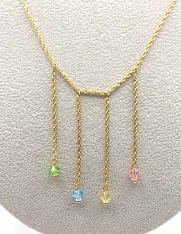 Collier Or Jaune Pendants Perles de Verre