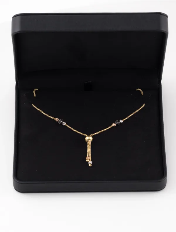 Collier Sautoir Boules Trois Ors