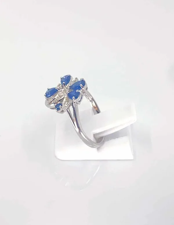 Bague Florale Or Blanc Saphirs & Diamants
