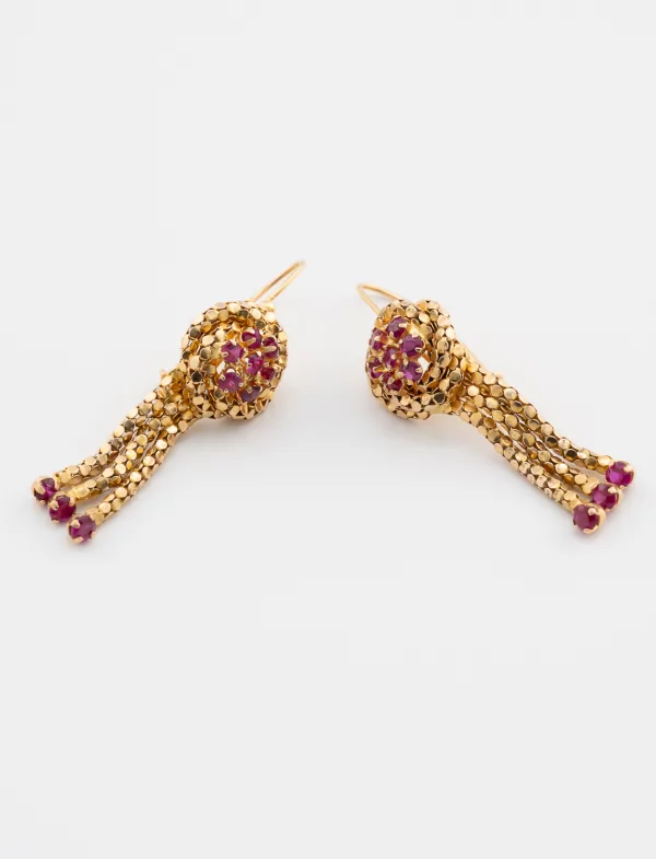 Boucles d'Oreilles Rubis Or Jaune