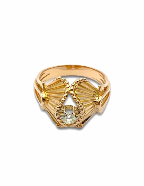 Bague Vintage Drapés Or Jaune 18K & Diamant