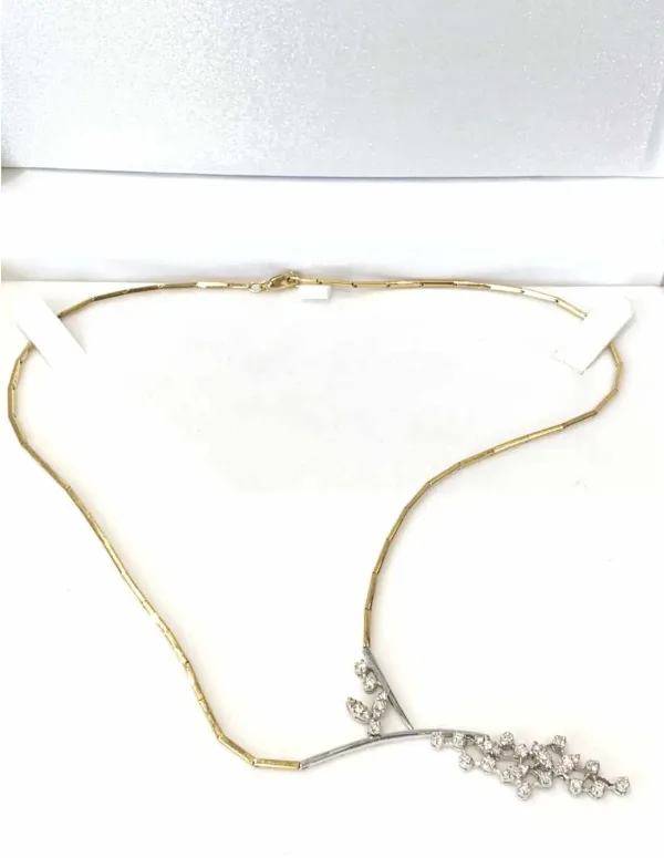 Collier Cravate Or Jaune Or blanc et Diamants