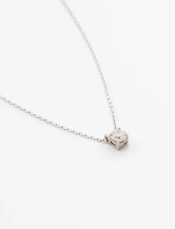 Collier Solitaire Or Blanc