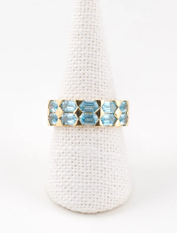 Bague Jarretière Or Jaune & Topazes