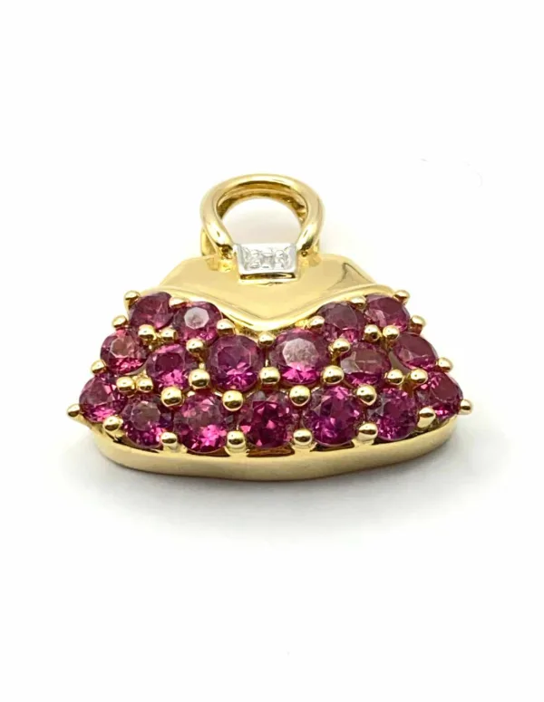 Pendentif " Sac à Main" Or 18K, Rubis & Diamant