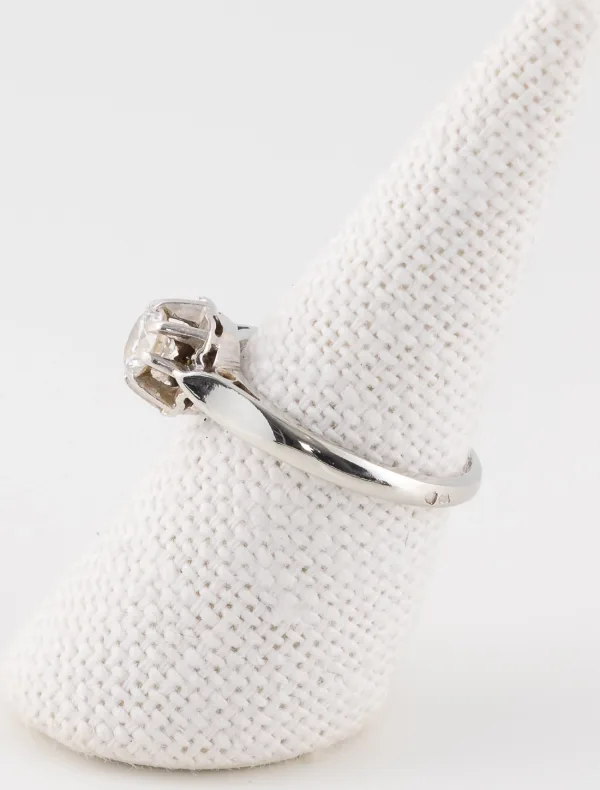 Bague Solitaire Or Blanc & Platine