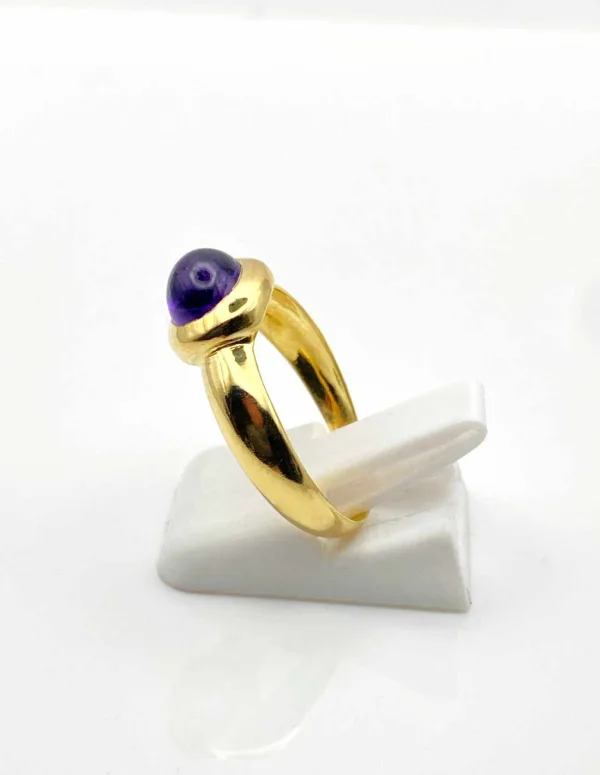 Bague Or Jaune Cabochon Amethyste