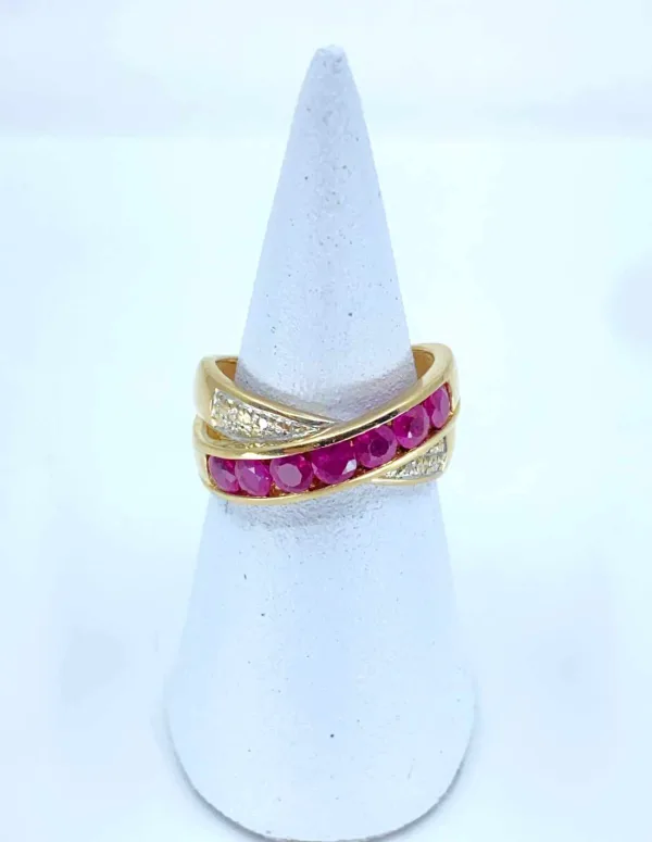 Bague Croisée Or jaune, Rubis & Diamants
