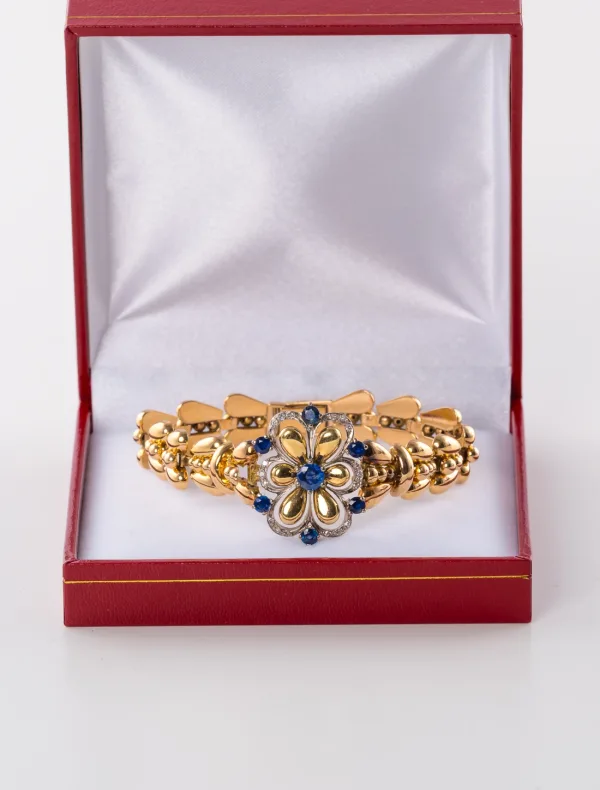 Bracelet Or Jaune, Saphirs & Diamants