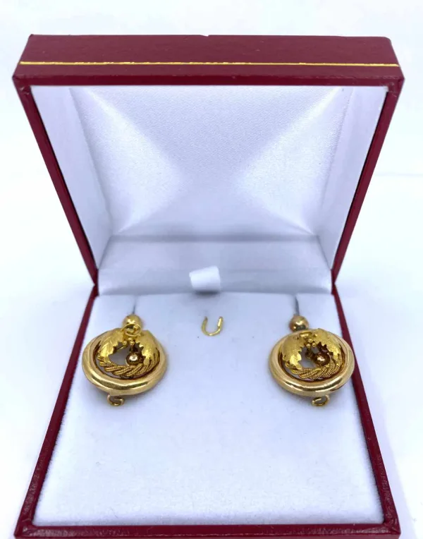 Boucles d'Oreilles Créoles Chenilles Vintage en Or Jaune