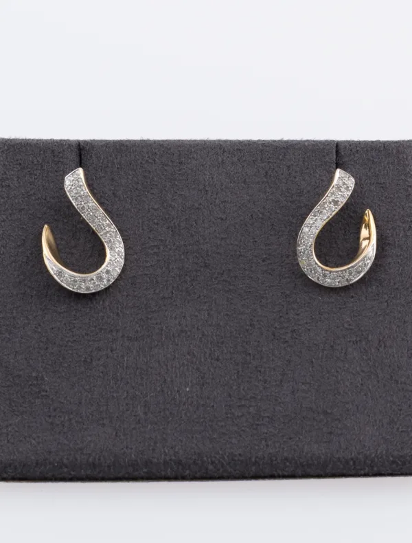 Boucles d'Oreille Or Jaune Pavées Diamants