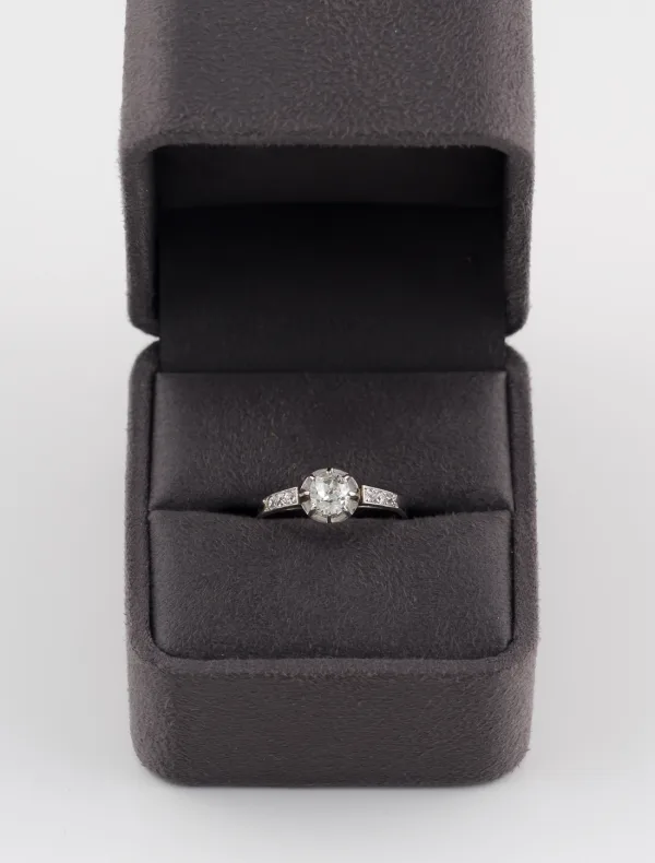 Bague Solitaire Or Blanc