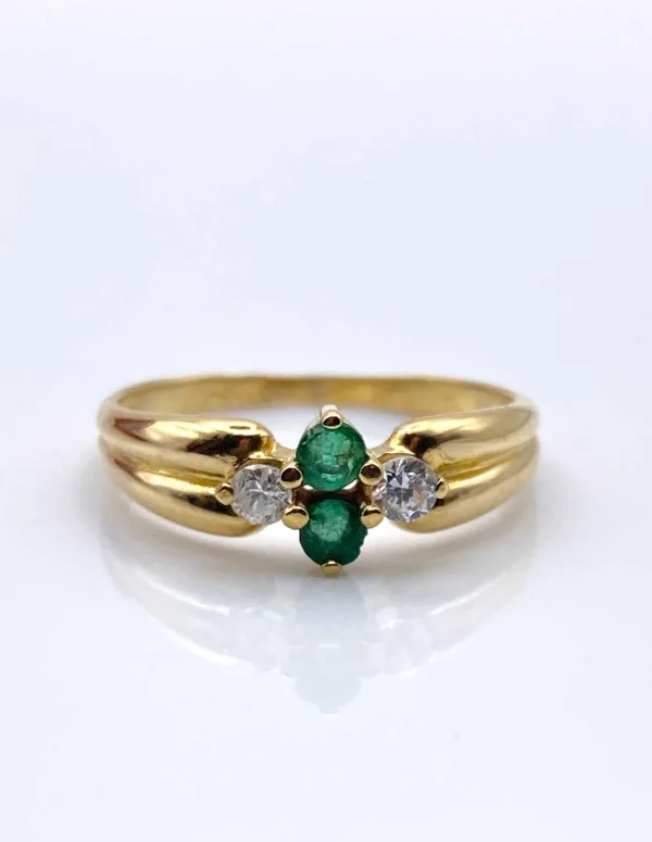 Bague Toi Et Moi Or Jaune Emeraudes & Diamants